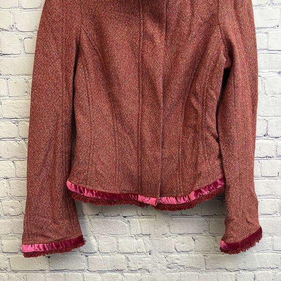 Diane von Furstenberg Marika Wool Tweed Jacket Zip Up Size 6 Vintage - Picture 5 of 11